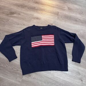 Designers Studio Originals American Flag Navy Sweater Patriotic Fourth of July